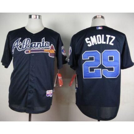 Braves #29 John Smoltz Blue Cool Base  Stitched MLB Jersey