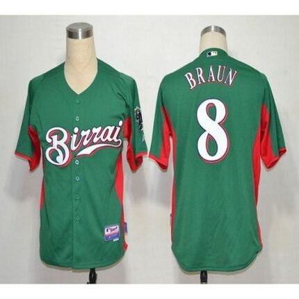 Brewers #8 Ryan Braun Green Birrai Cool Base Stitched MLB Jersey