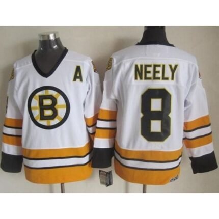 Bruins #8 Cam Neely White/Yellow CCM Throwback Stitched NHL Jersey