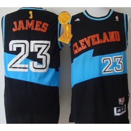 Cavaliers #23 LeBron James Black ABA Hardwood Classic The Champions Patch Stitched NBA Jersey