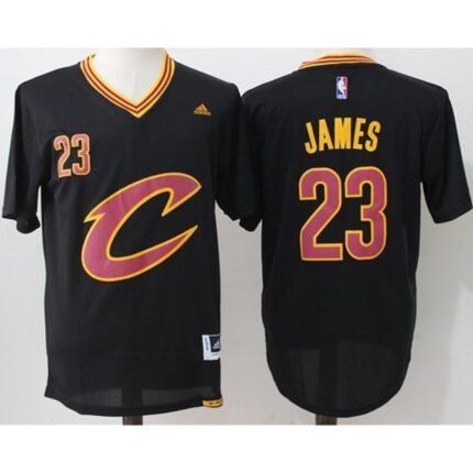 Cavaliers #23 LeBron James Black Short Sleeve "C" Stitched NBA Jersey