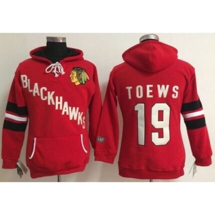 Chicago Blackhawks #19 Jonathan Toews Red Women's Old Time Heidi NHL Hoodie