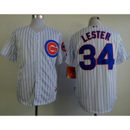 Cubs #34 Jon Lester White(Blue Strip) Cool Base Stitched MLB Jersey