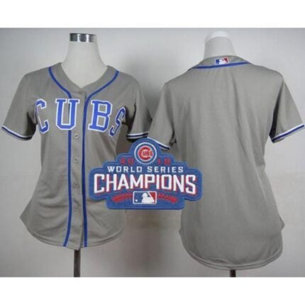 Cubs Blank Grey Alternate Road 2016 World Series Champions Women's Stitched MLB Jersey