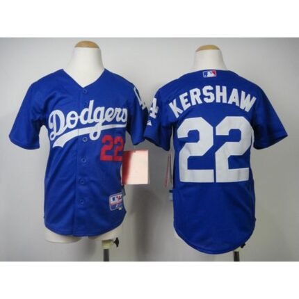 Dodgers #22 Clayton Kershaw Blue Cool Base Stitched Youth MLB Jersey