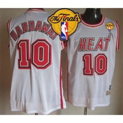 Heat #10 Tim Hardaway White Throwback Finals Patch Stitched NBA Jersey