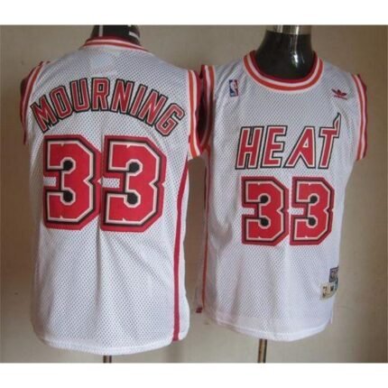 Heat #33 Alonzo Mourning White Throwback Stitched NBA Jersey