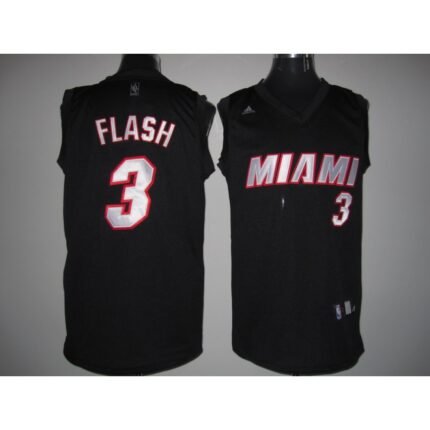 Heat #3 Dwyane Wade Stitched Black Flash Fashion NBA Jersey