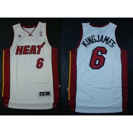 Heat #6 LeBron James White Nickname King James Stitched NBA Jersey