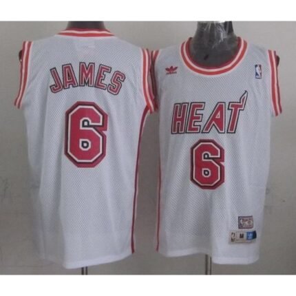Heat #6 LeBron James White Swingman Throwback Stitched NBA Jersey