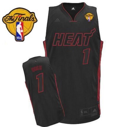 Heat Finals Patch #1 Chris Bosh Black With Black&Red No. Stitched NBA Jersey
