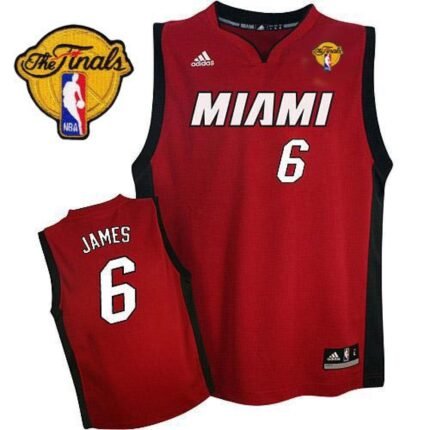 Heat Finals Patch #6 LeBron James Red Stitched NBA Jersey