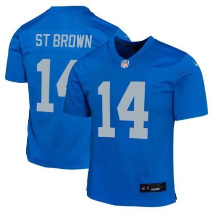 Youth Detroit Lions Amon-Ra St. Brown Nike  Blue Alternate Game Jersey