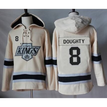 Kings #8 Drew Doughty Cream Sawyer Hooded Sweatshirt Stitched NHL Jersey