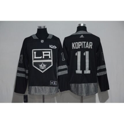 Los Angeles Kings #11 Anze Kopitar Black Men's 1917-2017 100th  Anniversary   Stitched NHL Jersey
