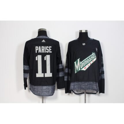 Men's Adidas Minnesota Wild #11 Zach Parise Black 1917-2017 100th Anniversary Stitched NHL Jersey