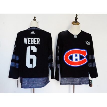 Men's Adidas Montreal Canadiens #6 Shea Weber Black 1917-2017 100th Anniversary Stitched NHL Jersey