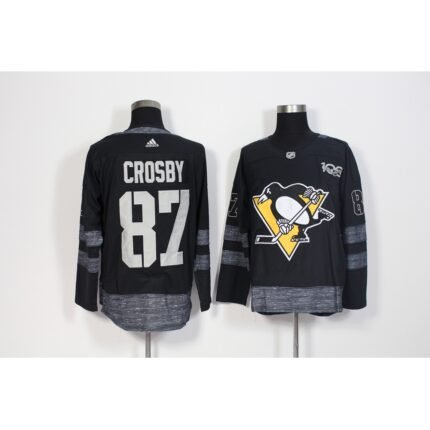 Men's Adidas Pittsburgh Penguins #87 Sidney Crosby Black 1917-2017 100th Anniversary Stitched NHL Jersey