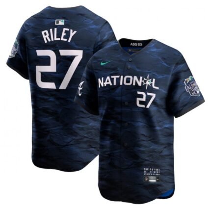 Men's Atlanta Braves #27 Austin Riley Royal 2023 All-star Cool Base Stitched Baseball Jersey