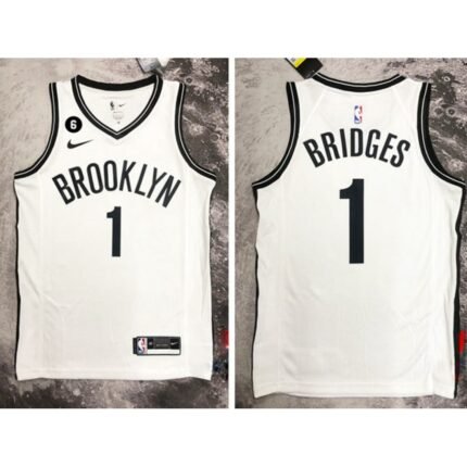 Men's Brooklyn Nets #1 Mikal Bridges White Stitched Basketball Jersey
