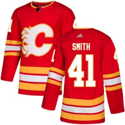 Men's Calgary Flames #41 Mike Smith Red Stitched NHL Jersey