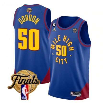 Men's Denver Nuggets #50  Aaron Gordon Blue 2023 Finals Statement Edition With NO.6 Patch Stitched Basketball Jersey