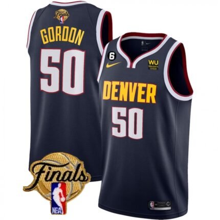 Men's Denver Nuggets #50  Aaron Gordon Navy 2023 Finals Icon Edition With NO.6 Patch Stitched Basketball Jersey