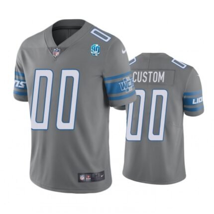 Men's Detroit Lions Active Player Custom Grey  90th Anniversary Vapor Untouchable Limited Stitched Jersey