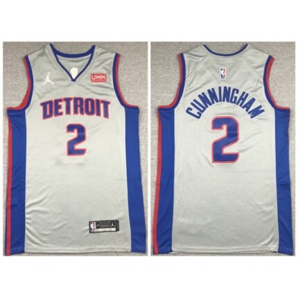 Men's Detroit Pistons #2 Cade Cunningham White Stitched Basketball Jersey