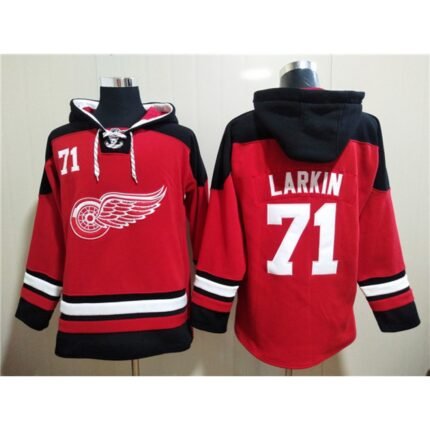 Men's Detroit Red Wings #71 Dylan Larkin Red  Ageless Must-Have Lace-Up Pullover Hoodie