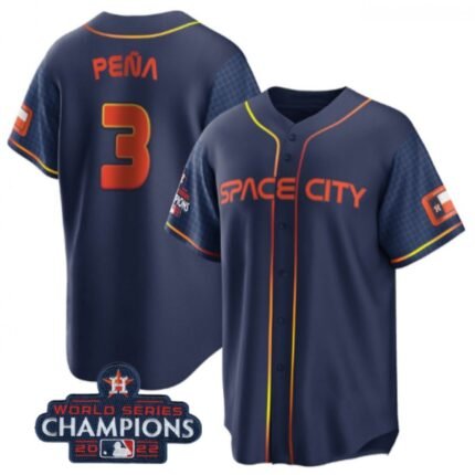 Men's Houston Astros #3 Jeremy Pena Navy 2022 World Series Champions City Connect Stitched Baseball Jersey