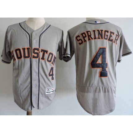 Men's Houston Astros #4 George Springer Gray Elite Stitched MLB Jersey
