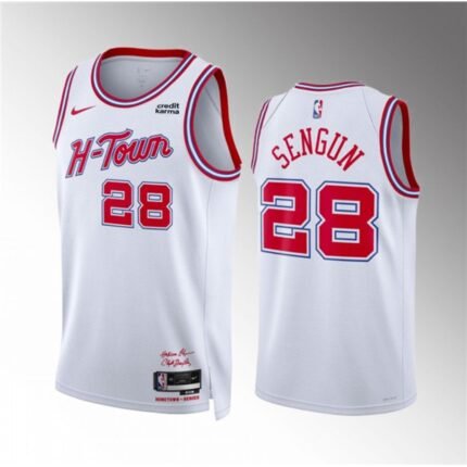 Men's Houston Rockets #28 Alperen Sengun White 2023/24 City Edition Stitched Jersey