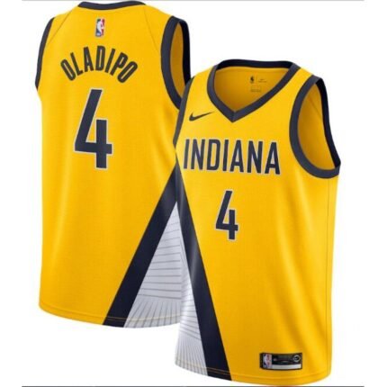 Men's Indiana Pacers #4 Victor Oladipo Yellow Statement Edition Swingman Stitched Jersey