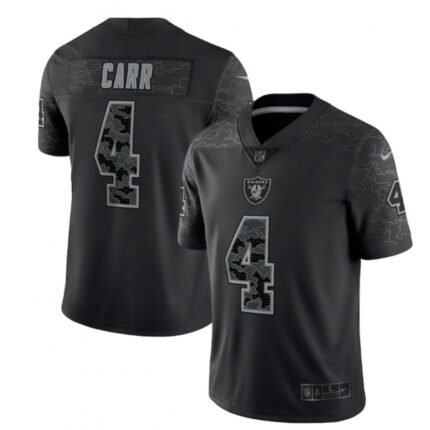 Men's Las Vegas Raiders #4 Derek Carr Black Reflective Limited Stitched Football Jersey