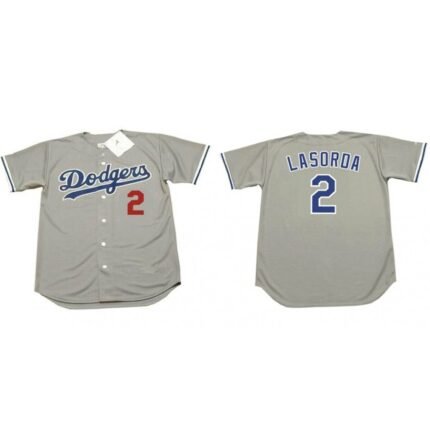 Men's Los Angeles Dodgers #2 Tommy Lasorda Grey Stitched MLB Jersey