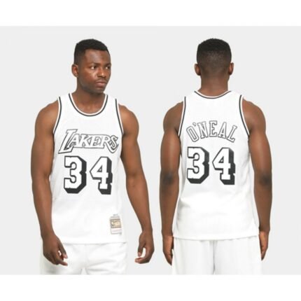 Men's Los Angeles Lakers #34 Shaquille O'Neal White Stitched NBA Jersey