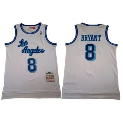Men's Los Angeles Lakers #8 Kobe Bryant White 1996-97 Hardwood Classics Throwback Stitched Jersey