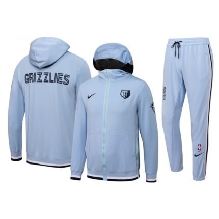Men's Memphis Grizzlies 75th Anniversary Blue Performance Showtime Full-Zip Hoodie Jacket And Pants   Suit