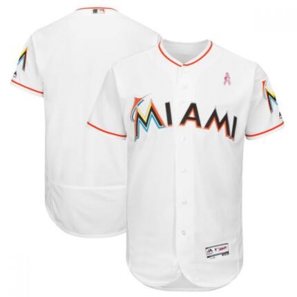 Men's Miami Marlins White 2018 Mother's Day Flexbase Stitched MLB Jersey