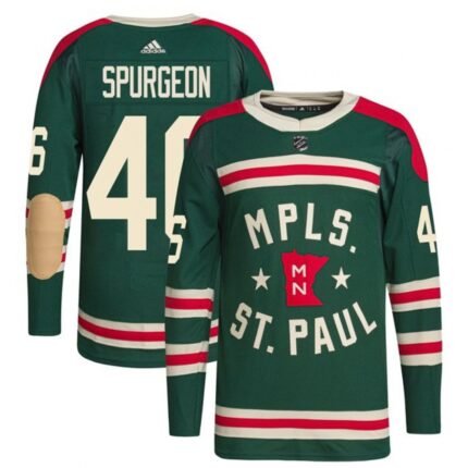 Men's Minnesota Wild #46 Jared Spurgeon 2022 Green Winter Classic Stitched Jersey