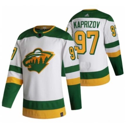 Men's Minnesota Wild #97 Kirill Kaprizov 2021 White Reverse Retro Stitched Jersey