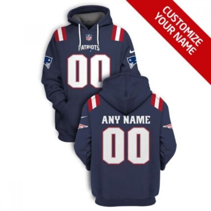 Men's New England Patriots Active Player Custom 2021 Navy Pullover Hoodie