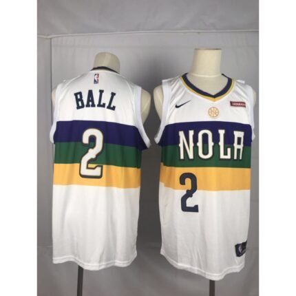 Men's New Orleans Pelicans #2 Lonzo Ball White  Earned Edition Swingman Stitched NBA Jersey