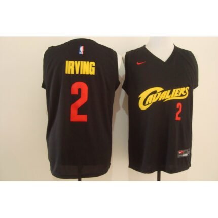Men's Nike Cleveland Cavaliers #2 Kyrie Irving Black and Red Stitched NBA Jersey