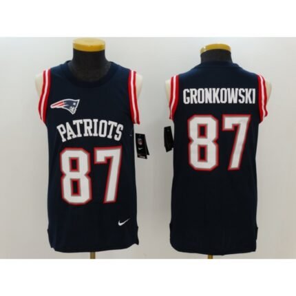 Men's Nike New England Patriots #87 Rob Gronkowski Navy Blue Team Color  Stitched NFL Limited Rush Tank Top Jersey