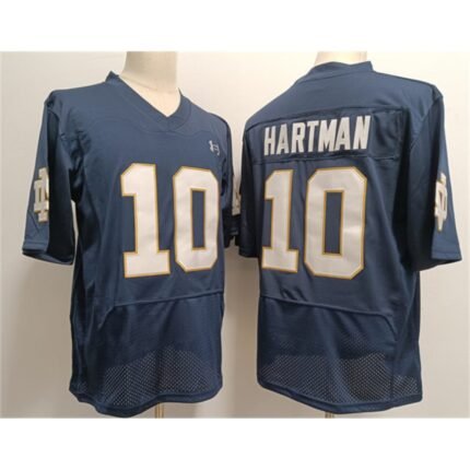 Men's Notre Dame Fighting Irish  #10 Sam Hartman Navy With Name Stitched Jersey