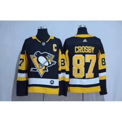 Men's Pittsburgh Penguins #87 Sidney Crosby Adidas Black Road Authentic Stitched NHL Jersey
