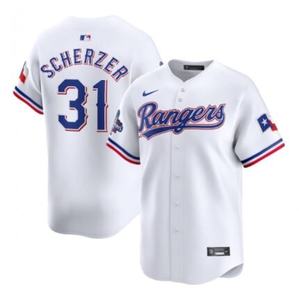 Men's Texas Rangers #31 Max Scherzer White 2023 World Series Champions Stitched Baseball  Jersey