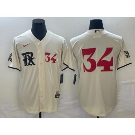 Men's Texas Rangers #34 Nolan Ryan Cream 2023 City Connect With Patch Stitched Baseball  Jersey